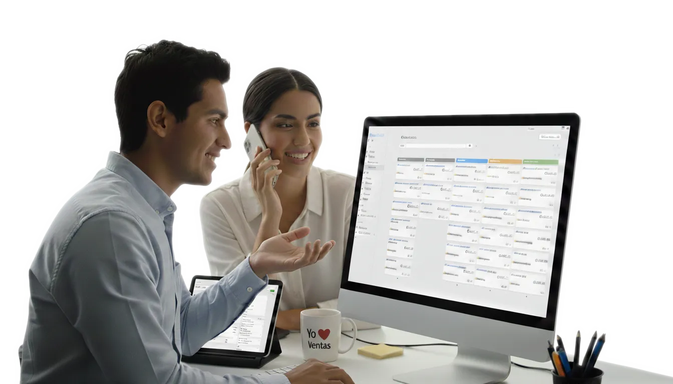 Equipo de ventas usando EspoCRM y Chatwoot en su día a día